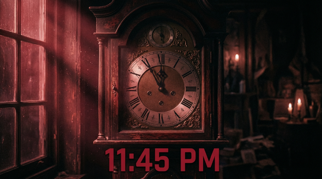 Antique clock showing time running out